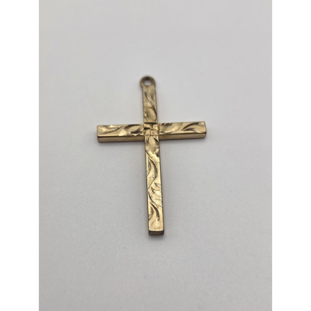 Vintage Luster 12k Gold Filled Religious Cross Dainty Church Unisex Pendant